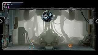 Samus fighting an armored AI unit