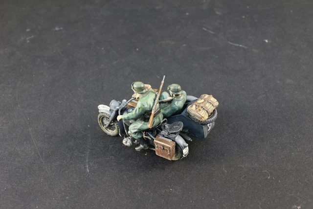 Maquette German Motorcycle et sidecar de Tamiya au 1/48.