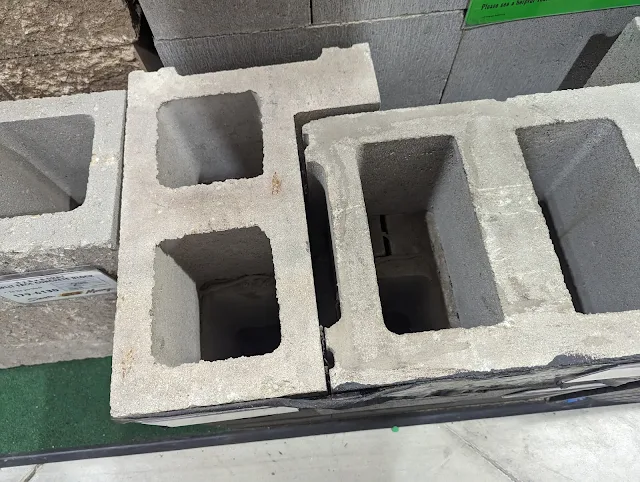 L-shaped corner cinder blocks