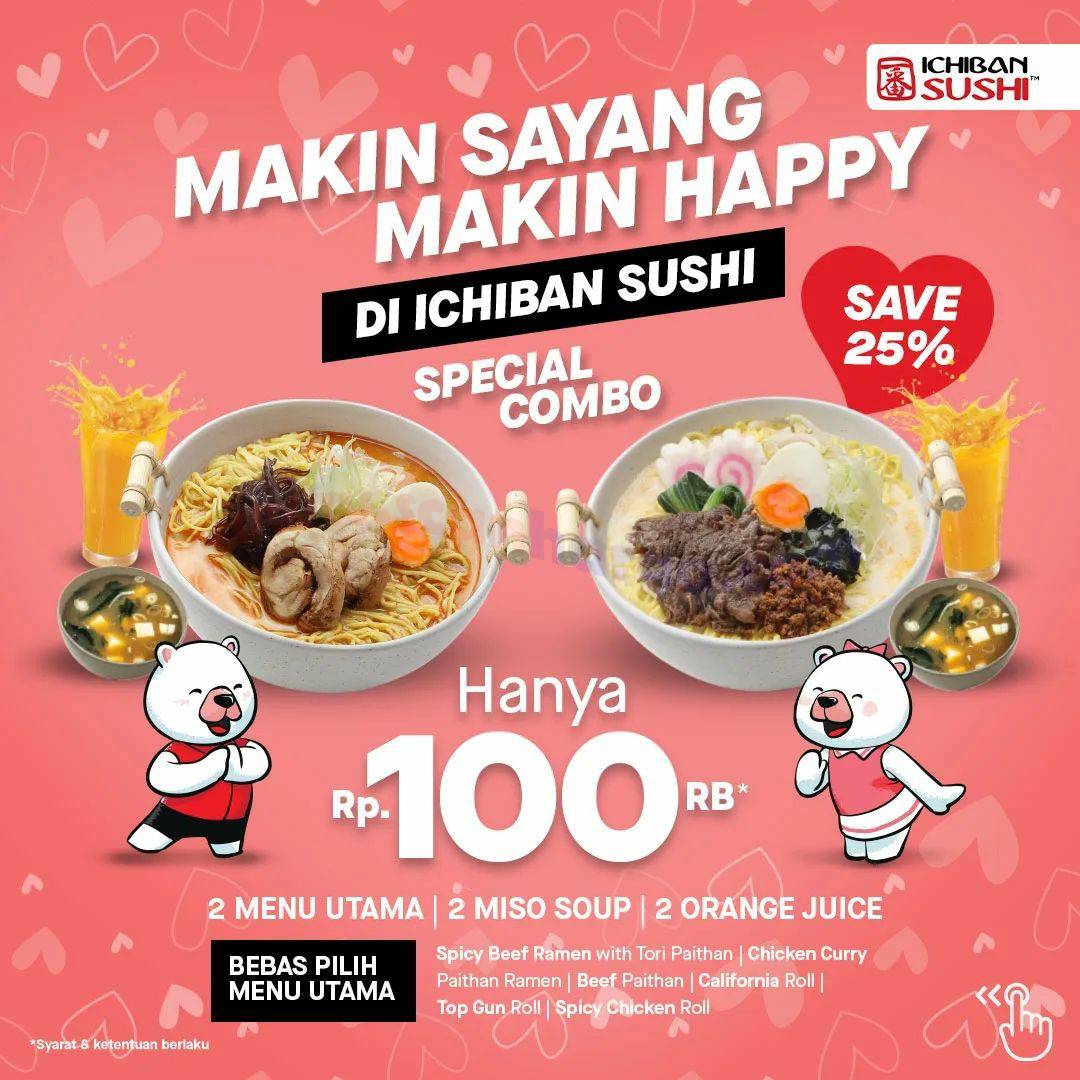 Promo ICHIBAN SUSHI Valentine – Paket Combo Berdua Cuma 100Ribu*