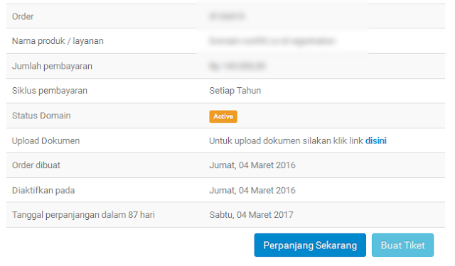 melihat detail layanan untuk diperpanjang