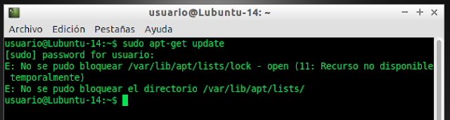 /var/lib/dpkg/lock da problemas cuando una actualización es interrumpida