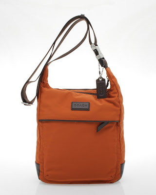 COACH VARICK ORANGE / BROWN NYLON TECH MESSENGER CROSSBODY BAG 70913