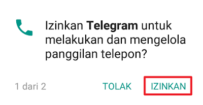 Izinkan Telegram untuk melakukan dan mengelola panggilan telepon?