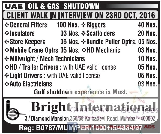 Oil & Gas shutdown Jobs for UAE