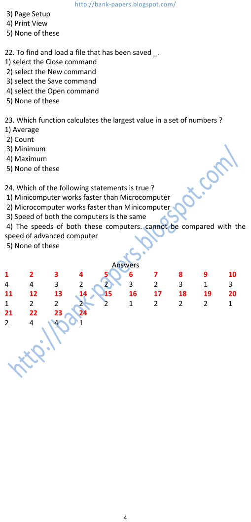 computer objective questions and answers