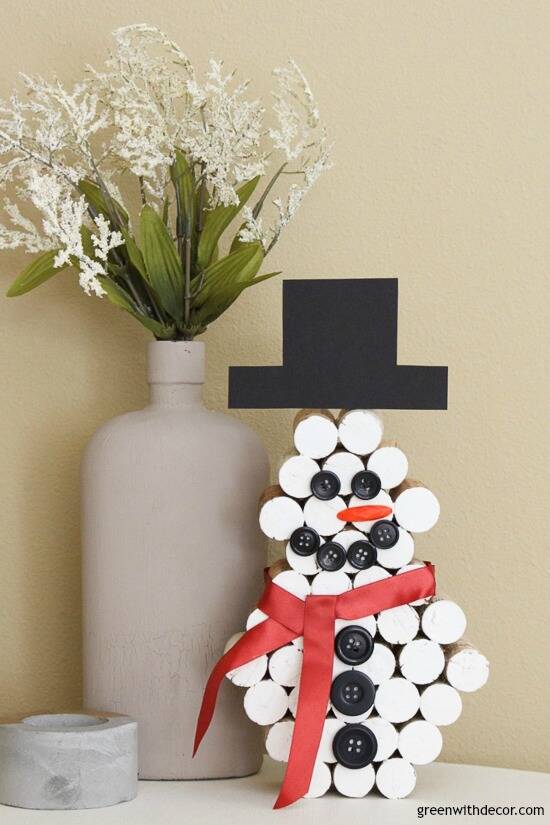 wine cork snowman decor