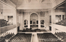A postcard showing the interior of Webster Hall.