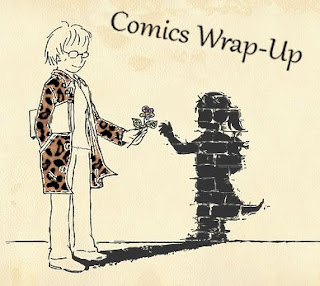 comics wrap-up title image with manga-style woman handing her living-shadow a flower