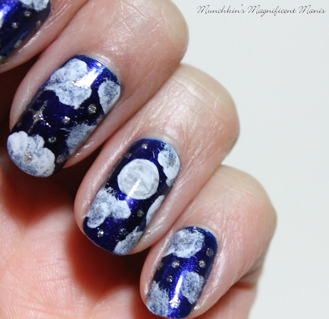  Full Moon- Night Sky Nail Design