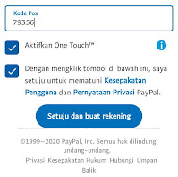 Pilih setuju dan buat rekening paypal