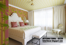 patterned wallpaper on the ceiling, bedroom ceiling ideas