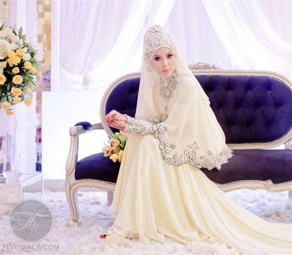 gaun pengantin muslimah yang mewah serta elegan terbaru 2016