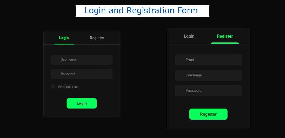 Login and Registration Form Using HTML CSS JavaScript