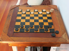 checkers, antique, side table, game table, http://bec4-beyondthepicketfence.blogspot.com/2016/02/checkers-table.html