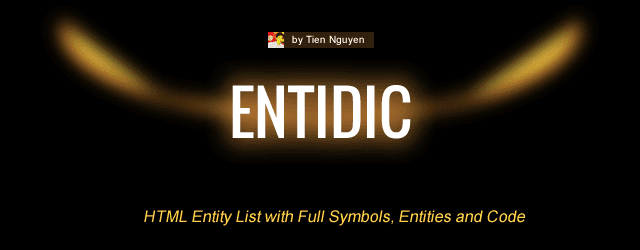 EntiDic - HTML Entity List with Full Symbols, Entities and Code Banner