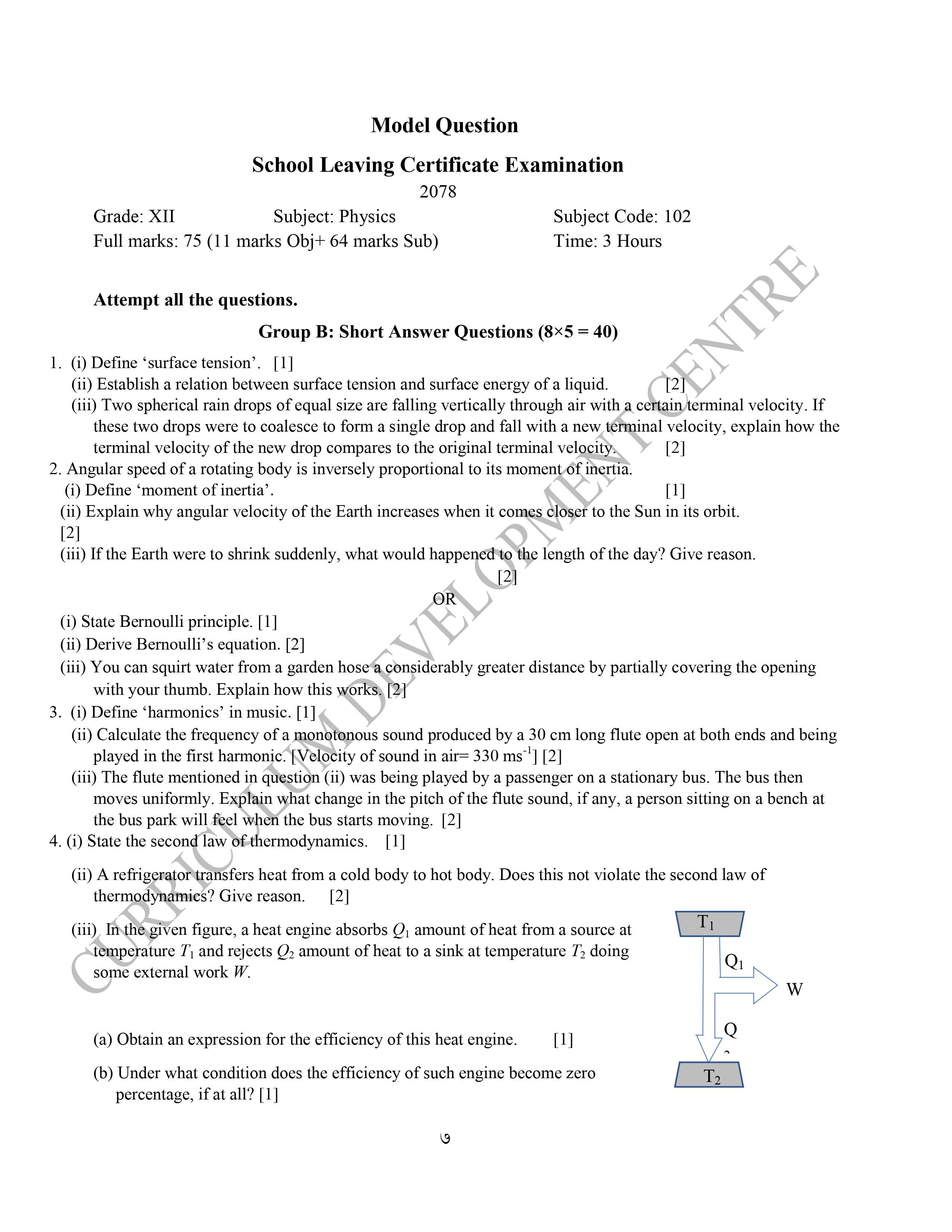 Class 12 Physics Model Question 2079