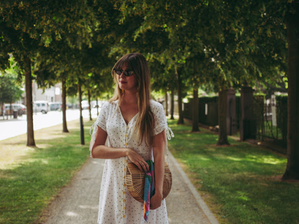 Outfit: romantic in white polkadotted dress