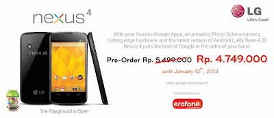 Harga LG Nexus 4 - Android Smartphone