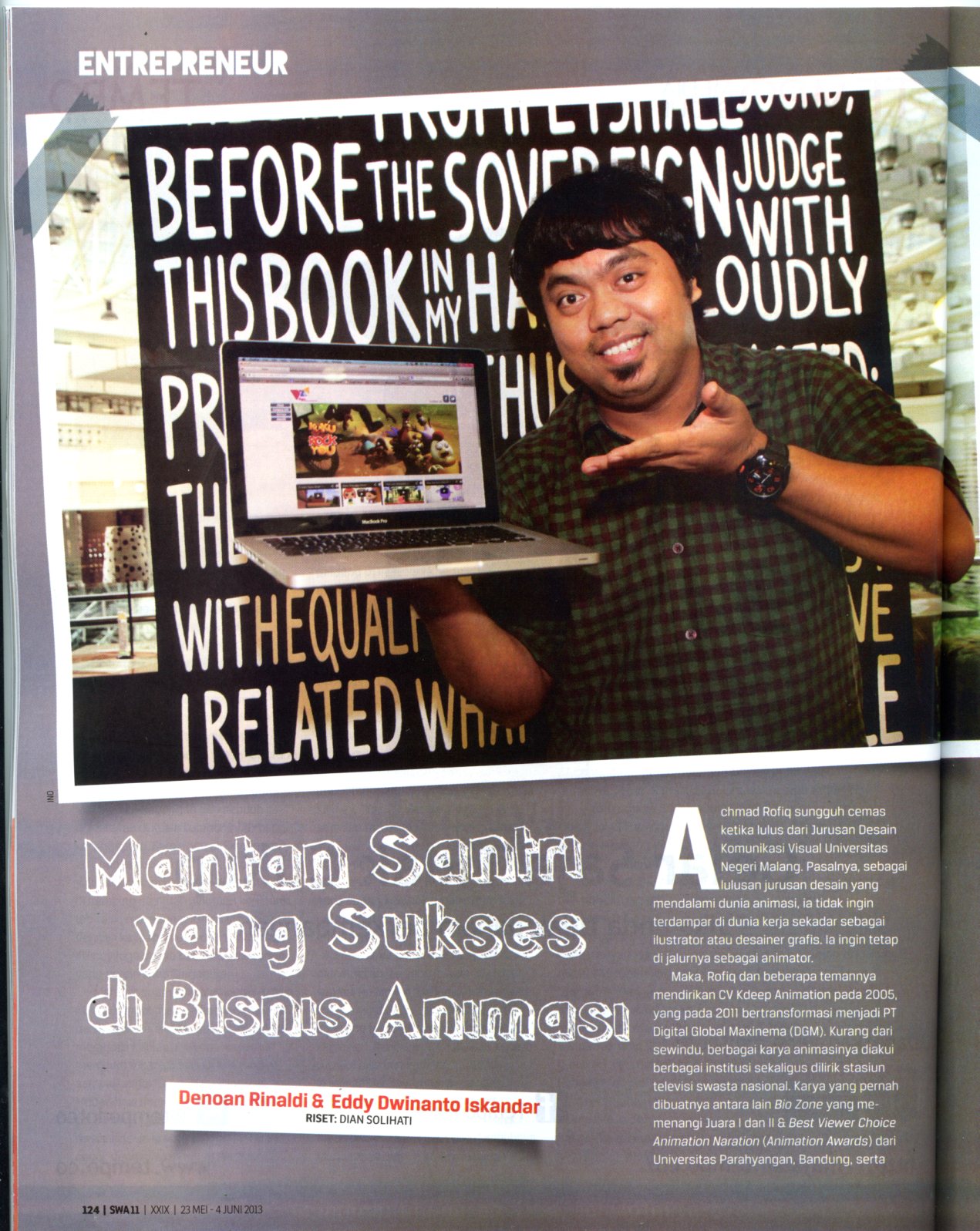 Artikel Entrepreneur Di Majalah SWA Edisi Mei Juni 2013 Rofiq