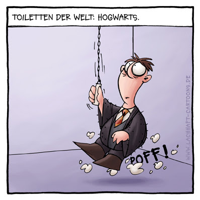 Klowitz Klo Toiletten der Welt Hogwarts Harry Potter zaubern verschwunden Cartoon Cartoons Witze witzig witzige lustige Bildwitze Bilderwitze Comic Zeichnungen lustig Karikatur Karikaturen Illustrationen Michael Mantel lachhaft Spaß Humor