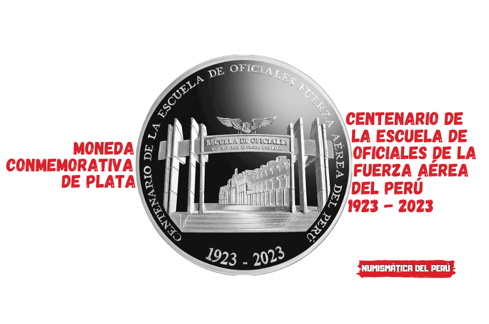 moneda de plata centenario escuela oficiales fuerza aerea del peru