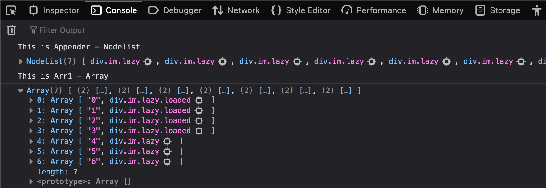 Converting nodelist to array object for extracting comment names blogger