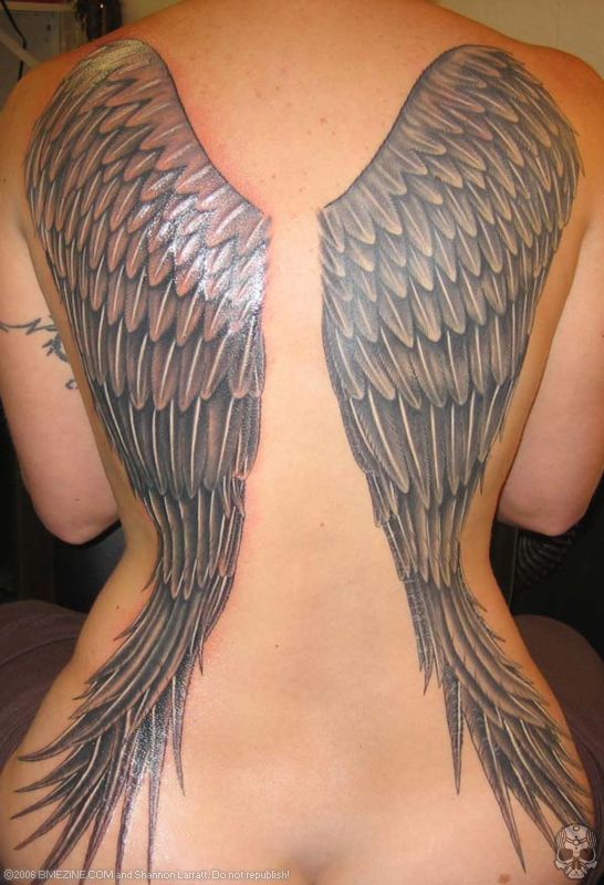 Picture of Angel Wing Tattoo On Back Of Neck