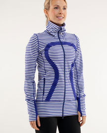 lululemon pigment blue and white striped in stride jacket