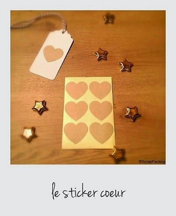  Coeur 6 stickers kraft pour joli cadeau