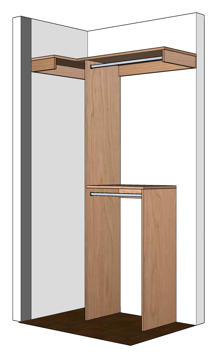 closet rods should be installed so that the top-center of the closet 