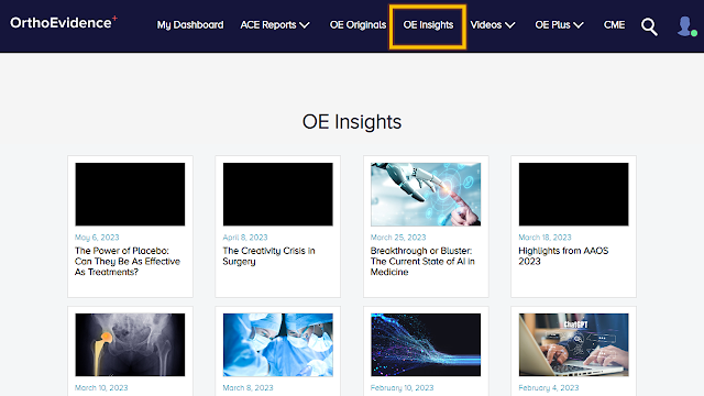 page showing  list of OE insights reports