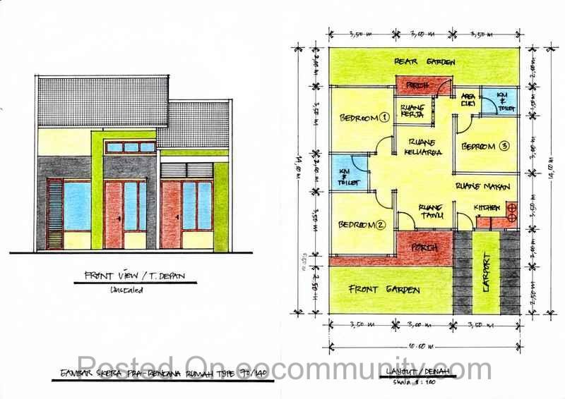 Mewarnai Sketsa Gambar Rumah  Minimalis Ukuran  6x9  Terbaru 