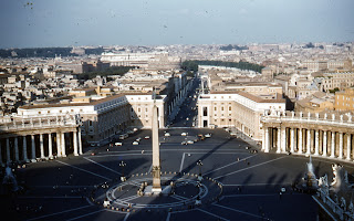 View from the top of St Peters Cathedral in the Vatican City, Italy - July 12, 1961