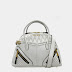 Miu Miu Nappa Biker Top Handle Bag in White Matelasse Leather Purse Handbag RN1006 F0009