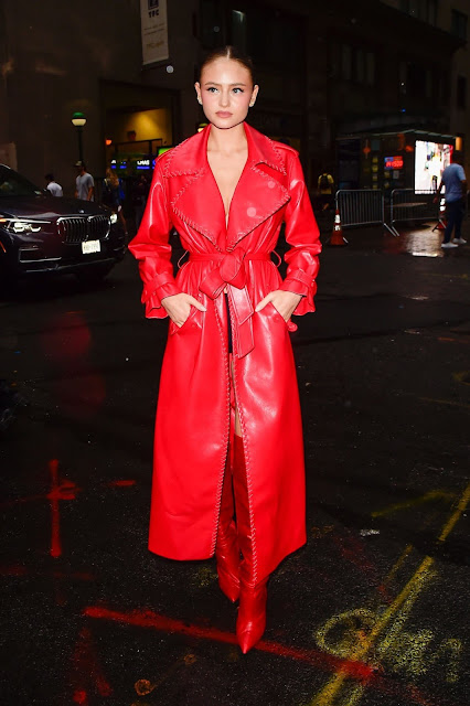 Leni Klum Flaunts Cleavage in Red Leather at Alice & Olivia’s 2024 Show in New York