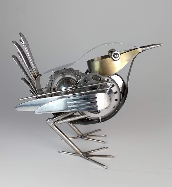 Ed Hill Metal Art wren sculpture