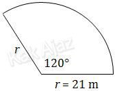 Sebuah taman berbentuk juring lingkaran dengan panjang jari-jari 21 m dan sudut pusat 120°