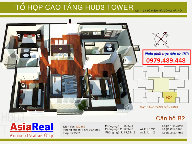 Căn hộ B2 - Hud3 Tower