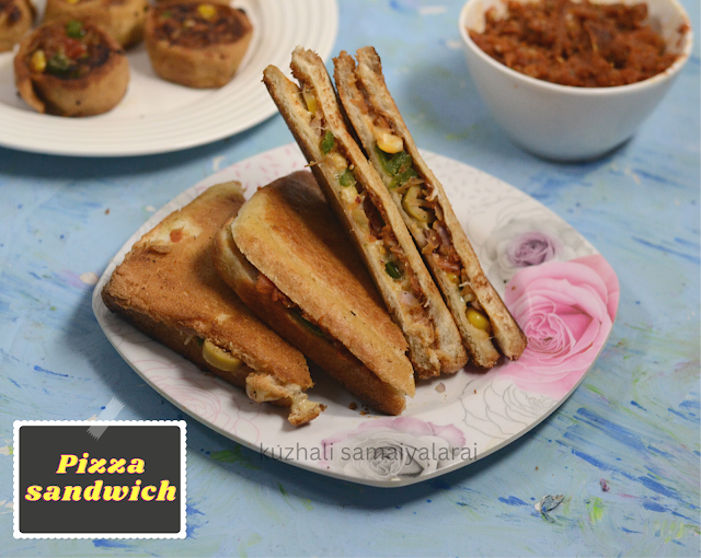 Pizza sandwich recipe, how to make pizza sandwich , Pizza bread sandwich- Kuzhali samaiyalarai