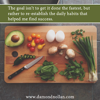 The goal isn’t to get it done the fastest, but rather to re-establish the daily habits that helped me find success.