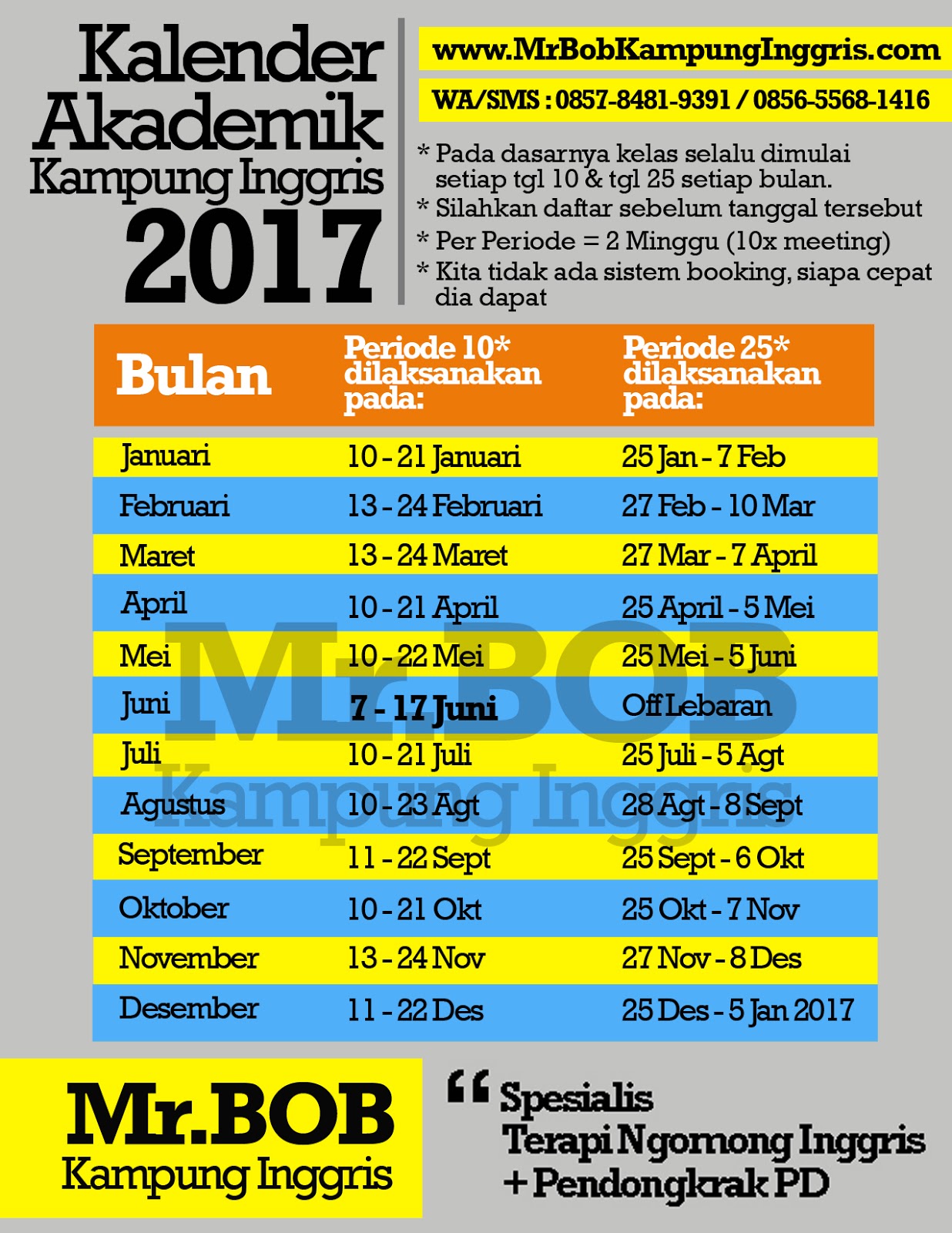 Kampung Inggris Pare Kediri berikut ini Kalender akademik 2017 copy