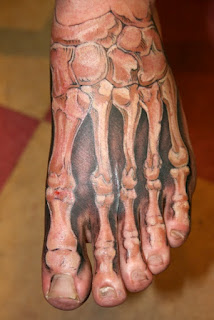 realistic 3d tattoo: the foot's skeleton