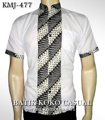 Desain Kemeja  batik  pria  kombinasi  kain polos  lengan 