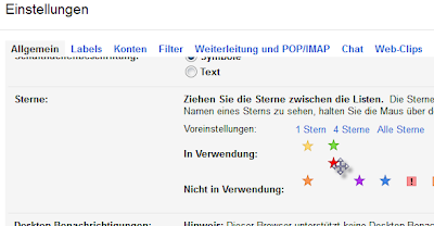 Markierungen mit Sternen setzen in Google Mail