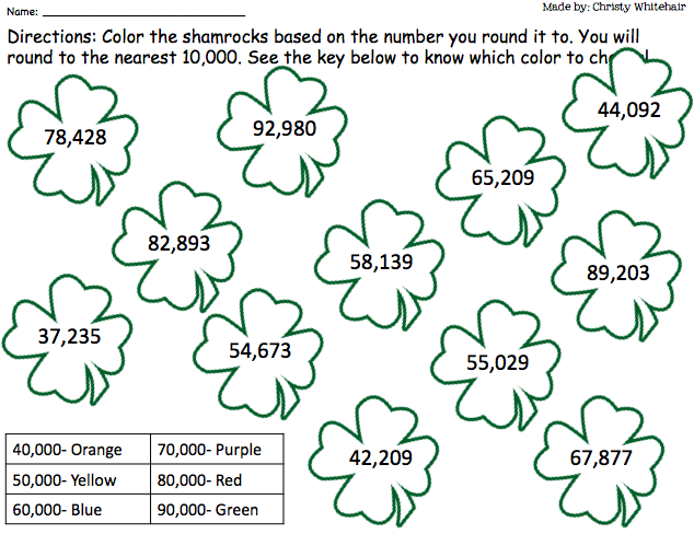 http://www.teacherspayteachers.com/Product/Luck-of-the-Irish-Rounding-to-the-10000s-Place-591731