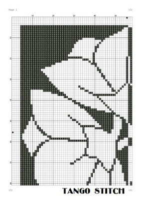 Black and white flower easy abstract cross stitch pattern - Tango Stitch