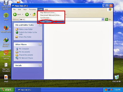 Learn how to show hidden files and folders in windowsXP step7