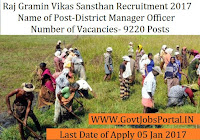 Gramin Vikas Sansthan Recruitment 2017 For 9220+ District Manager & Assistant Post