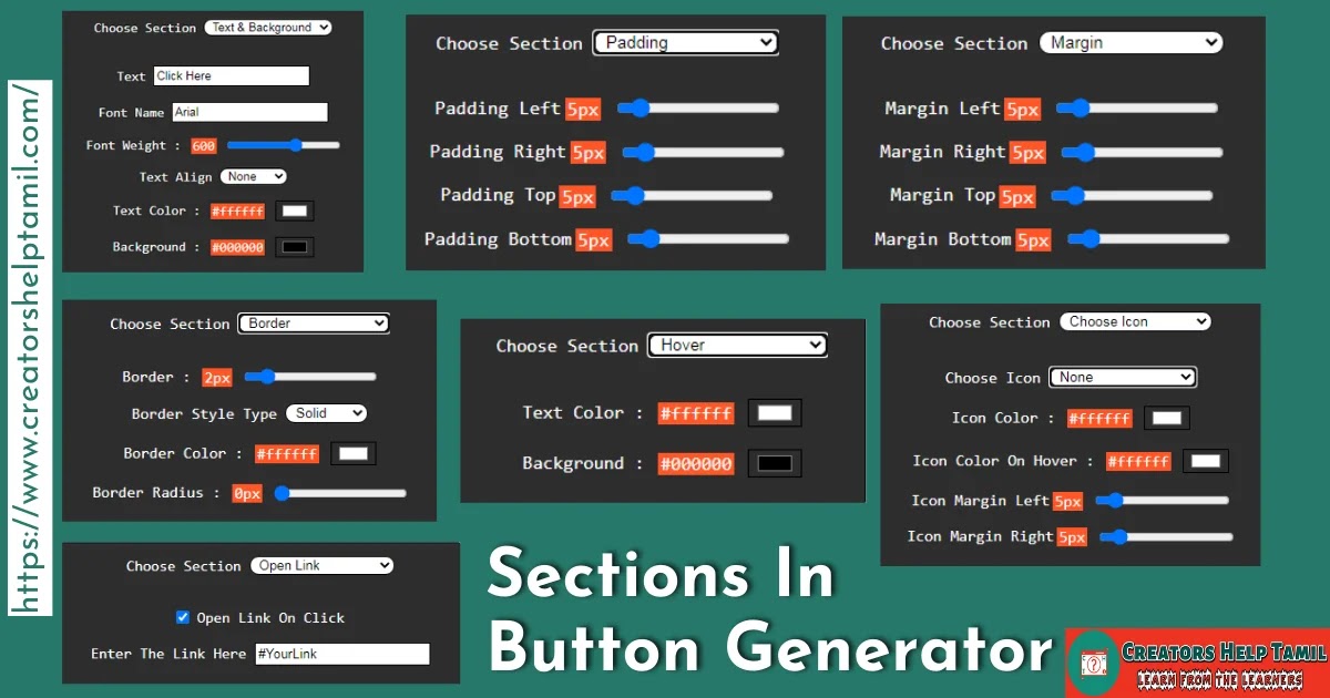 Sections In Button Generator Sections In Button Generator